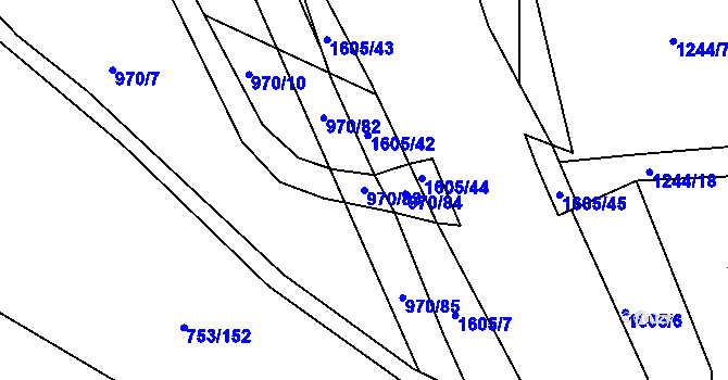 Parcela st. 970/83 v KÚ Úněšov, Katastrální mapa