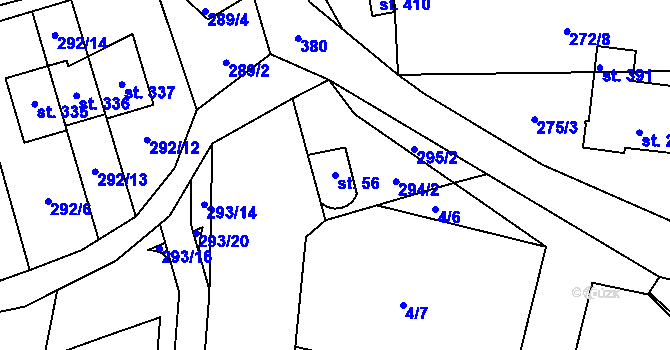 Parcela st. 56 v KÚ Únětice u Prahy, Katastrální mapa