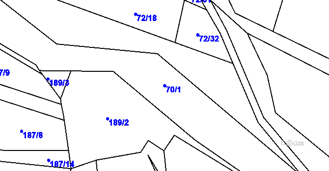 Parcela st. 70/1 v KÚ Únětice u Prahy, Katastrální mapa