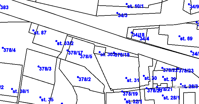Parcela st. 303 v KÚ Únětice u Prahy, Katastrální mapa