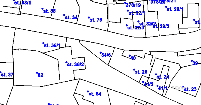 Parcela st. 34/6 v KÚ Únětice u Prahy, Katastrální mapa