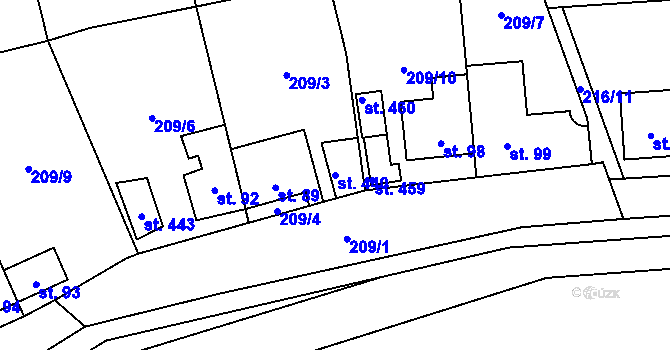 Parcela st. 440 v KÚ Únětice u Prahy, Katastrální mapa