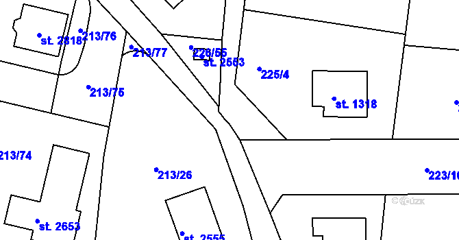 Parcela st. 226/64 v KÚ Unhošť, Katastrální mapa
