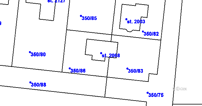Parcela st. 2068 v KÚ Unhošť, Katastrální mapa