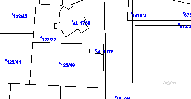 Parcela st. 2176 v KÚ Unhošť, Katastrální mapa