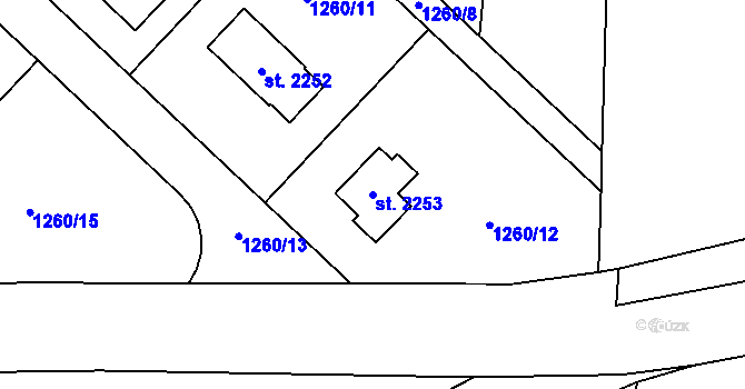 Parcela st. 2253 v KÚ Unhošť, Katastrální mapa
