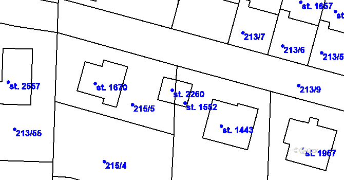 Parcela st. 2260 v KÚ Unhošť, Katastrální mapa