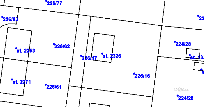 Parcela st. 2326 v KÚ Unhošť, Katastrální mapa