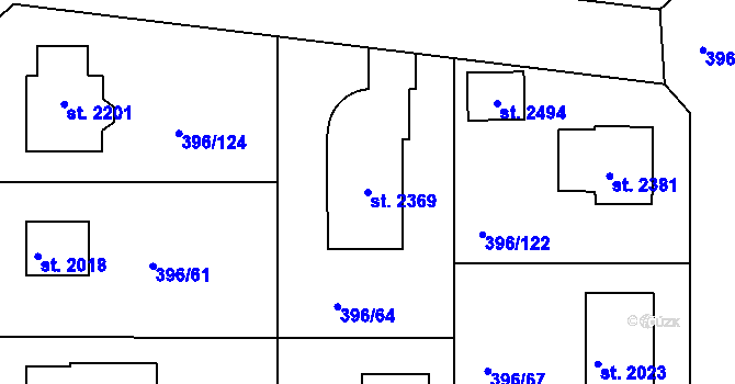 Parcela st. 2369 v KÚ Unhošť, Katastrální mapa