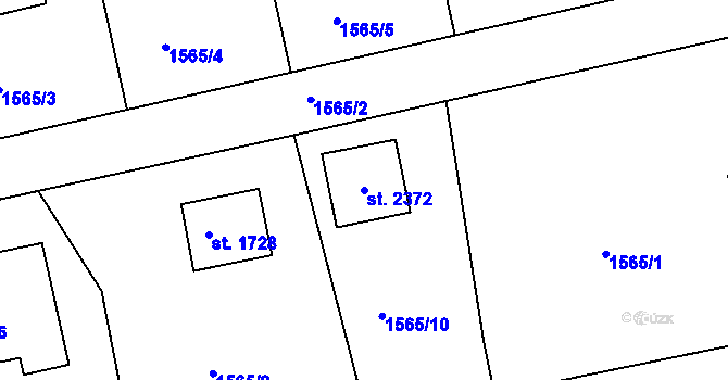 Parcela st. 2372 v KÚ Unhošť, Katastrální mapa