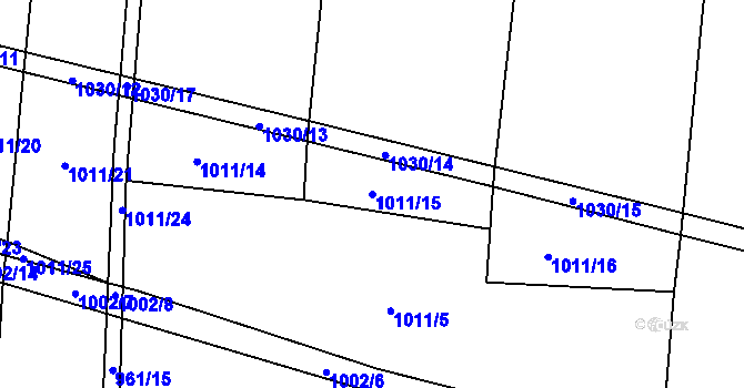 Parcela st. 1011/15 v KÚ Unhošť, Katastrální mapa