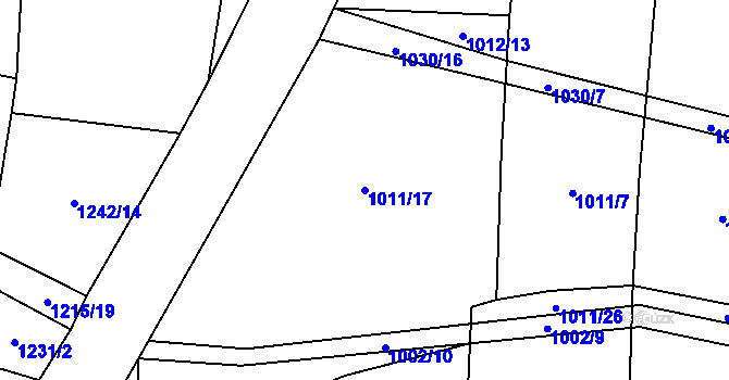 Parcela st. 1011/17 v KÚ Unhošť, Katastrální mapa