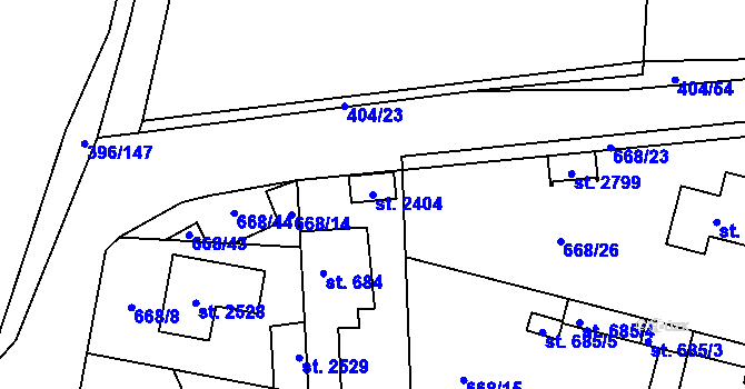 Parcela st. 2404 v KÚ Unhošť, Katastrální mapa