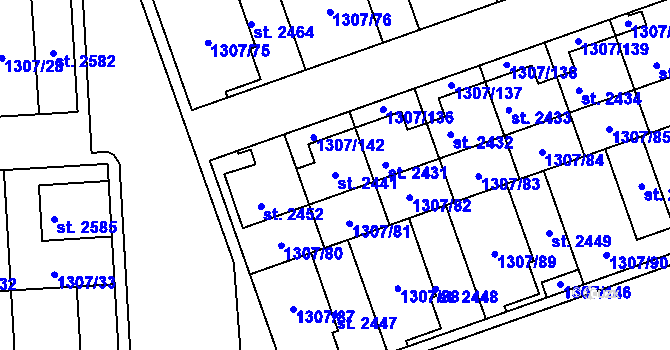 Parcela st. 2441 v KÚ Unhošť, Katastrální mapa