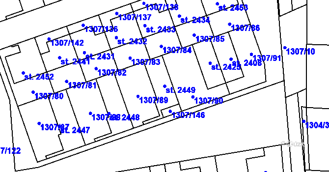 Parcela st. 2449 v KÚ Unhošť, Katastrální mapa