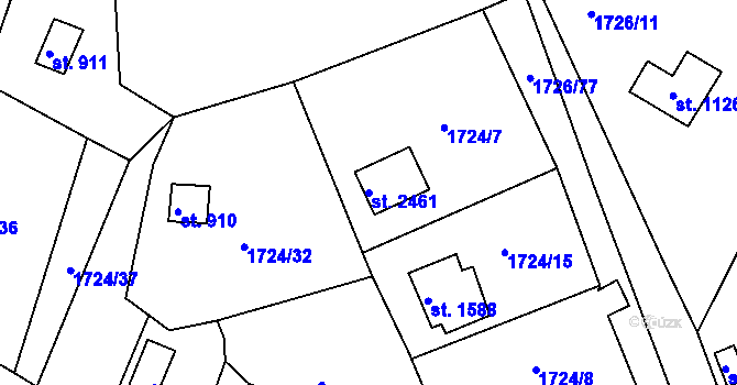 Parcela st. 2461 v KÚ Unhošť, Katastrální mapa