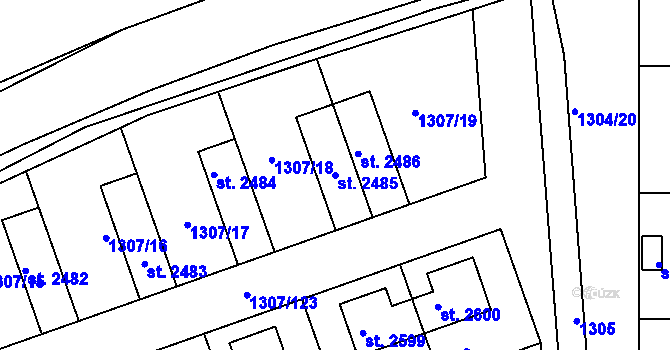 Parcela st. 2485 v KÚ Unhošť, Katastrální mapa