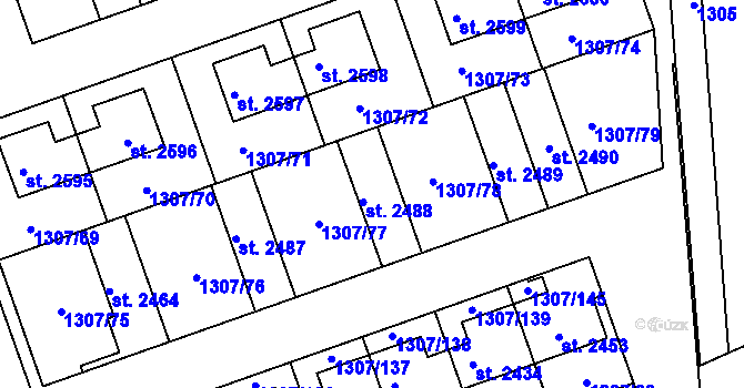 Parcela st. 2488 v KÚ Unhošť, Katastrální mapa