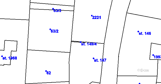 Parcela st. 149/4 v KÚ Unhošť, Katastrální mapa