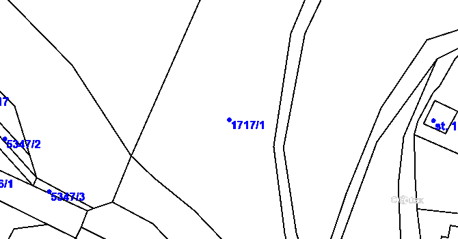 Parcela st. 1717/1 v KÚ Unhošť, Katastrální mapa