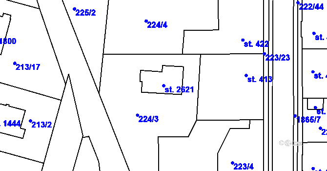 Parcela st. 2621 v KÚ Unhošť, Katastrální mapa