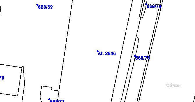 Parcela st. 2646 v KÚ Unhošť, Katastrální mapa