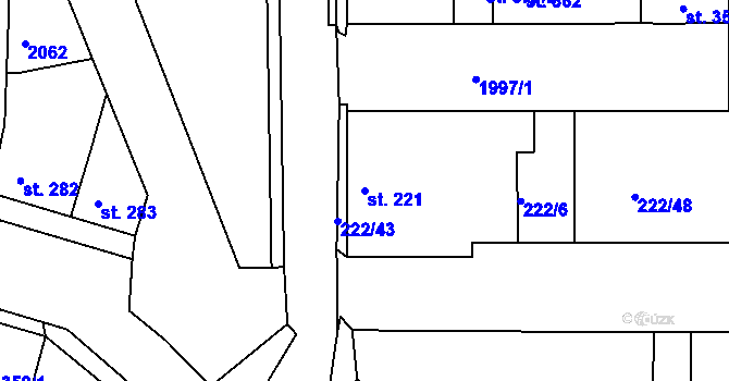 Parcela st. 221 v KÚ Unhošť, Katastrální mapa