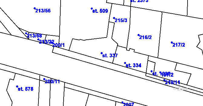 Parcela st. 337 v KÚ Unhošť, Katastrální mapa