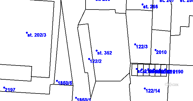 Parcela st. 352 v KÚ Unhošť, Katastrální mapa