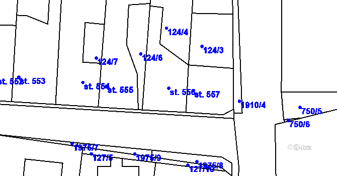 Parcela st. 556 v KÚ Unhošť, Katastrální mapa