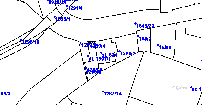 Parcela st. 634 v KÚ Unhošť, Katastrální mapa