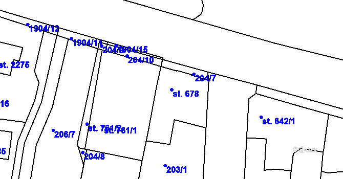 Parcela st. 678 v KÚ Unhošť, Katastrální mapa