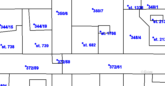 Parcela st. 682 v KÚ Unhošť, Katastrální mapa