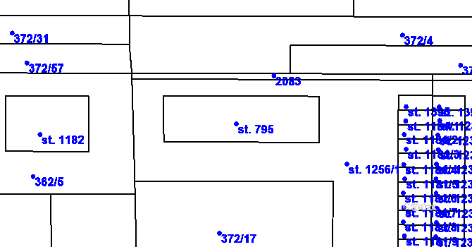 Parcela st. 795 v KÚ Unhošť, Katastrální mapa