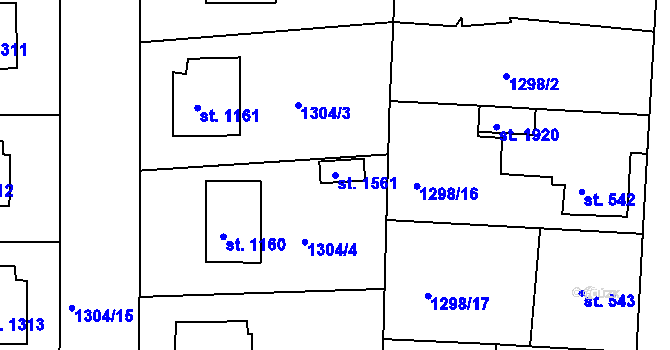 Parcela st. 1561 v KÚ Unhošť, Katastrální mapa