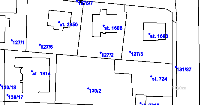Parcela st. 127/2 v KÚ Unhošť, Katastrální mapa