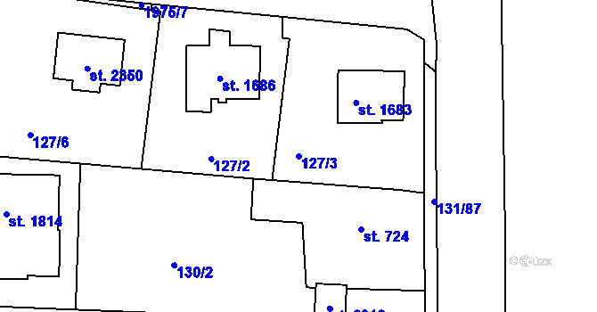 Parcela st. 127/3 v KÚ Unhošť, Katastrální mapa