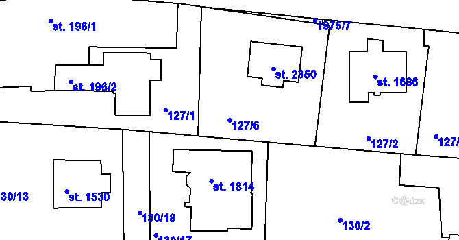 Parcela st. 127/6 v KÚ Unhošť, Katastrální mapa