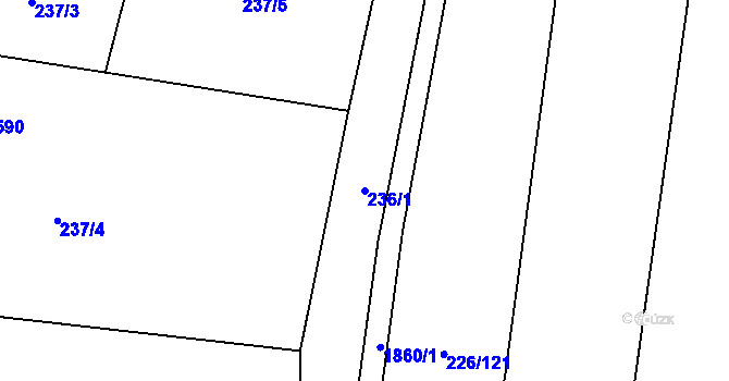 Parcela st. 236/1 v KÚ Unhošť, Katastrální mapa