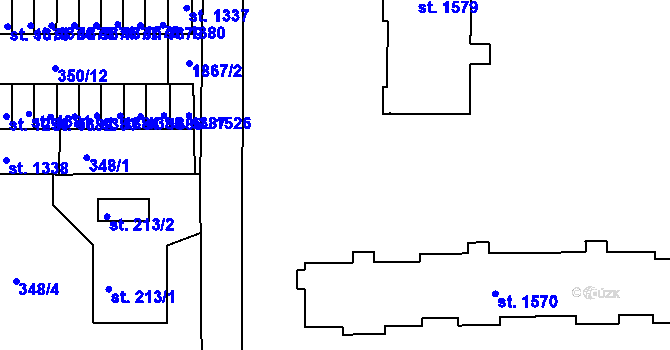 Parcela st. 372/23 v KÚ Unhošť, Katastrální mapa