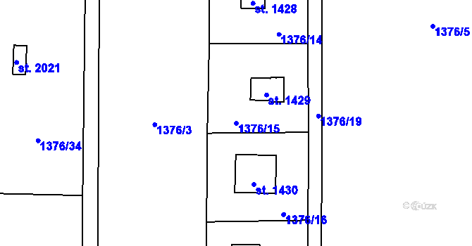 Parcela st. 1376/15 v KÚ Unhošť, Katastrální mapa