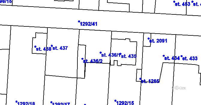 Parcela st. 436/1 v KÚ Unhošť, Katastrální mapa