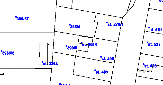 Parcela st. 2694 v KÚ Unhošť, Katastrální mapa