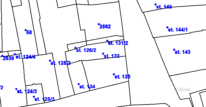 Parcela st. 133 v KÚ Uničov, Katastrální mapa