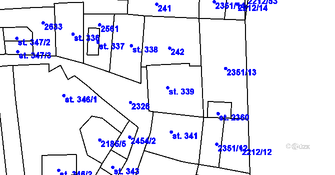 Parcela st. 339 v KÚ Uničov, Katastrální mapa