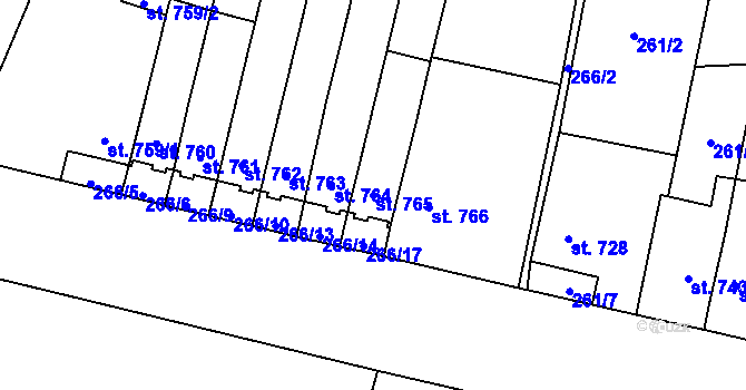 Parcela st. 765 v KÚ Uničov, Katastrální mapa