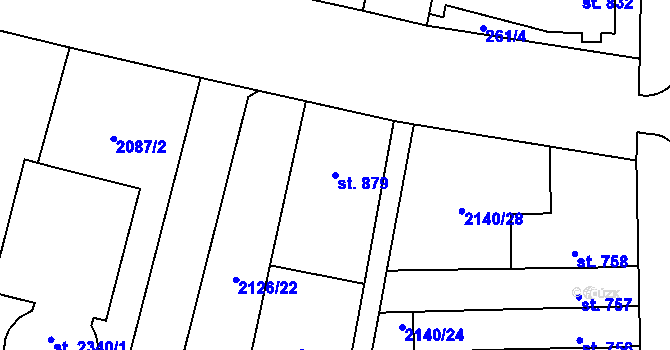Parcela st. 879 v KÚ Uničov, Katastrální mapa