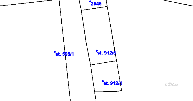 Parcela st. 912/6 v KÚ Uničov, Katastrální mapa