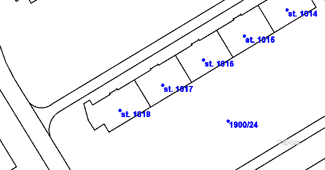 Parcela st. 1017 v KÚ Uničov, Katastrální mapa
