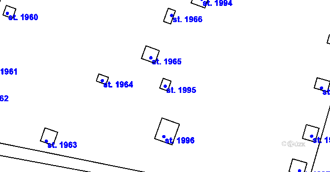 Parcela st. 1995 v KÚ Uničov, Katastrální mapa